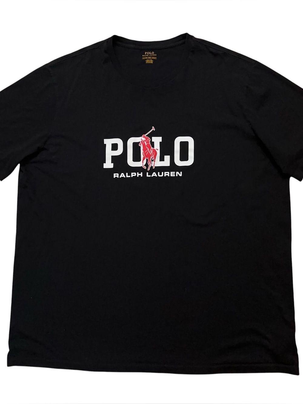 Polo Ralph Lauren T-Shirt Mens 3XLT Short Sleeve Graphic Print Pony Logo Black